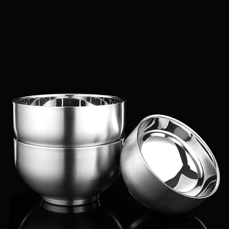 Double Salad Bowls For Children Multifunctional Stainless Steel Rice Bowl Anti-scald Bowl For Tableware Bowls For Home Kitchen